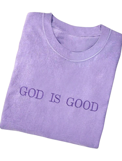 God Is Good Women’s Essential Embroidered Tee