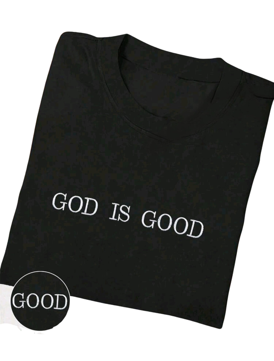God Is Good Women’s Essential Embroidered Tee