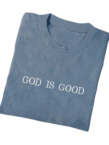 God Is Good Women’s Essential Embroidered Tee