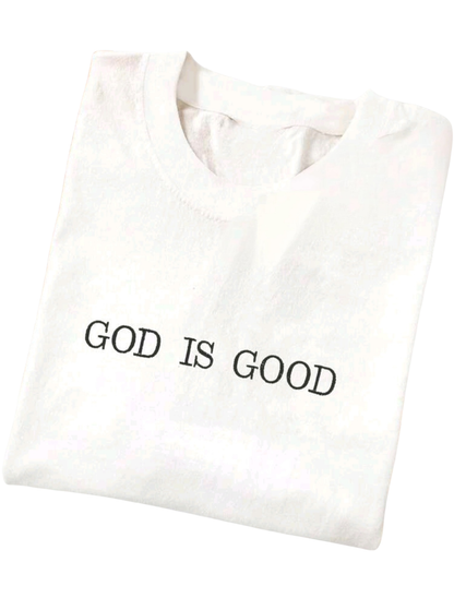 God Is Good Women’s Essential Embroidered Tee
